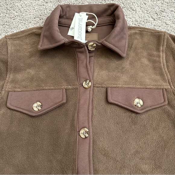 Anthropologie Blanknyc Shacket Womens Size M Fleece Brown - Picture 8 of 11